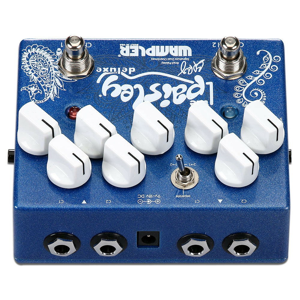 Wampler Paisley Deluxe overdrive — side angle showing input/output jacks