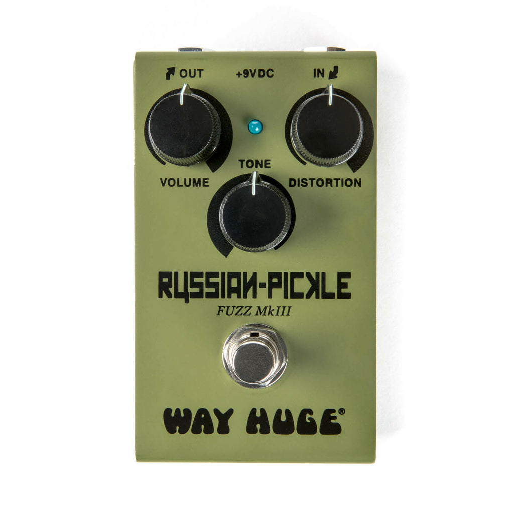 Way Huge Russian Pickle fuzz pedal showing footswitch and LED