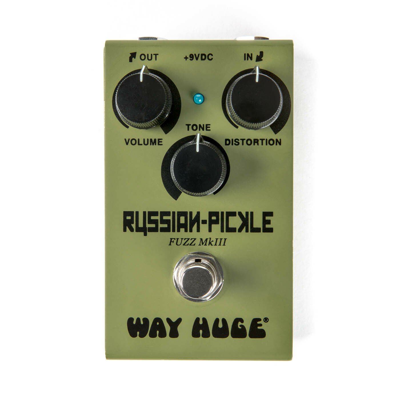 Way Huge Russian Pickle fuzz pedal showing footswitch and LED