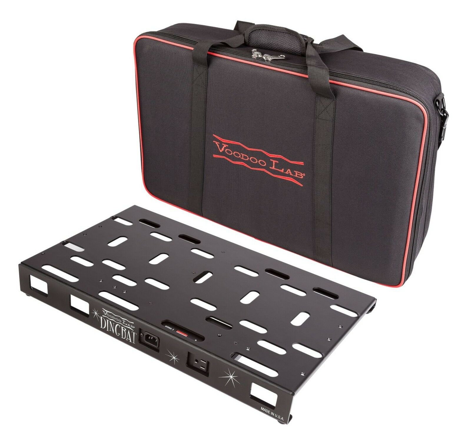 Voodoo Lab Dingbat Medium pedalboard with Pedal Power 2 Plus and black gig bag