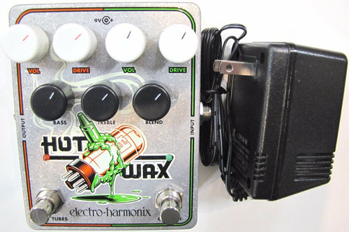 Electro-Harmonix Hot Wax dual overdrive pedal — silver enclosure with included power supply