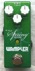 Used Wampler Mini Faux Spring Reverb pedal, green sparkle enclosure top view