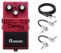 Boss DM-2W Waza Craft analog delay pedal — red enclosure with included patch cables