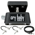 Dunlop 535Q Cry Baby Multi-Wah black pedal with two Hosa patch cables and guitar cable