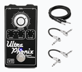 Vertex Ultraphonix MKII overdrive pedal — black enclosure shown with included Hosa cables