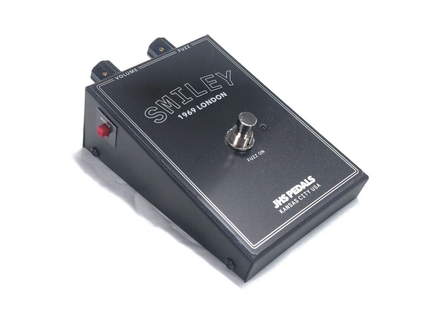 JHS Smiley Fuzz pedal Legends of Fuzz — side view showing Mode button