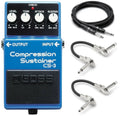 Blue Boss CS-3 Compression Sustainer guitar pedal with included Hosa guitar and patch cables