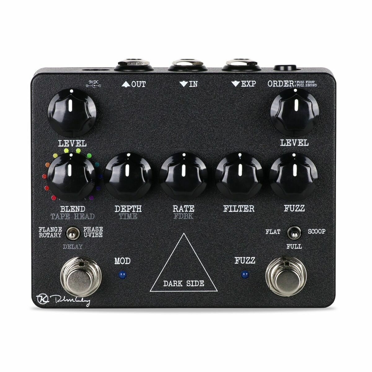 Keeley Dark Side multi-effects pedal — fuzz, delay and modulation, front view