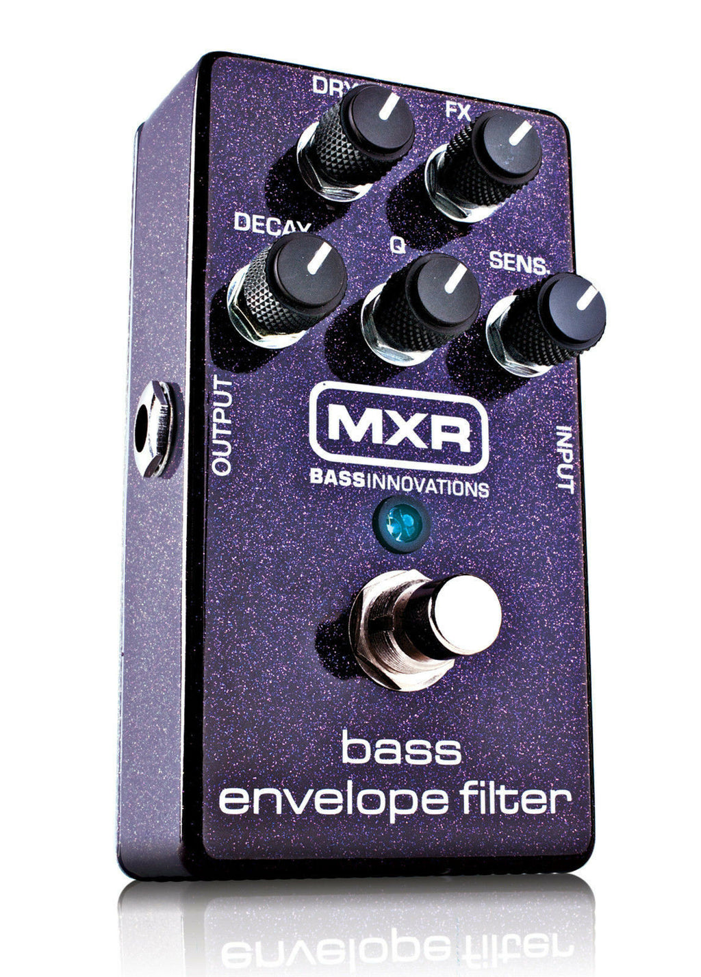 New MXR M82 Bass Envelope Filter black effects pedal, angled view of controls