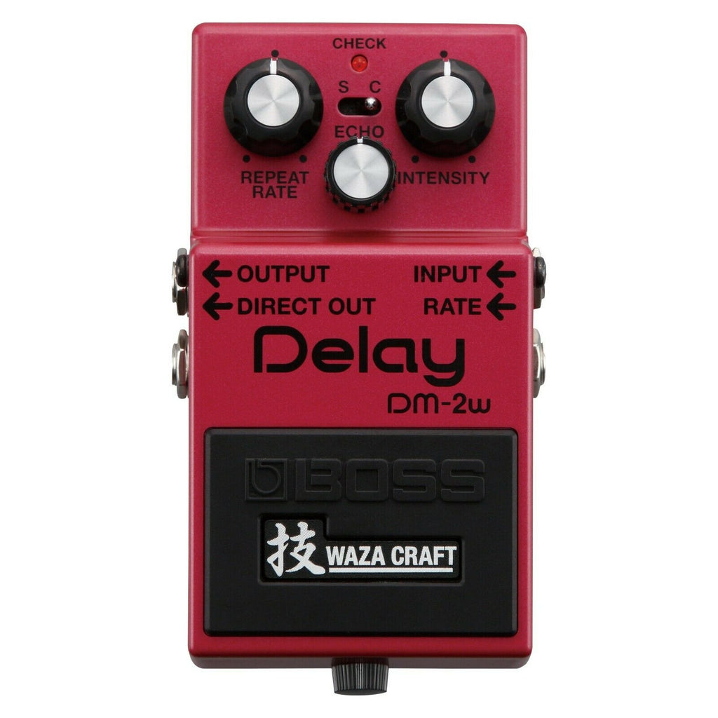 Boss DM-2W Waza Craft delay pedal — top control panel view