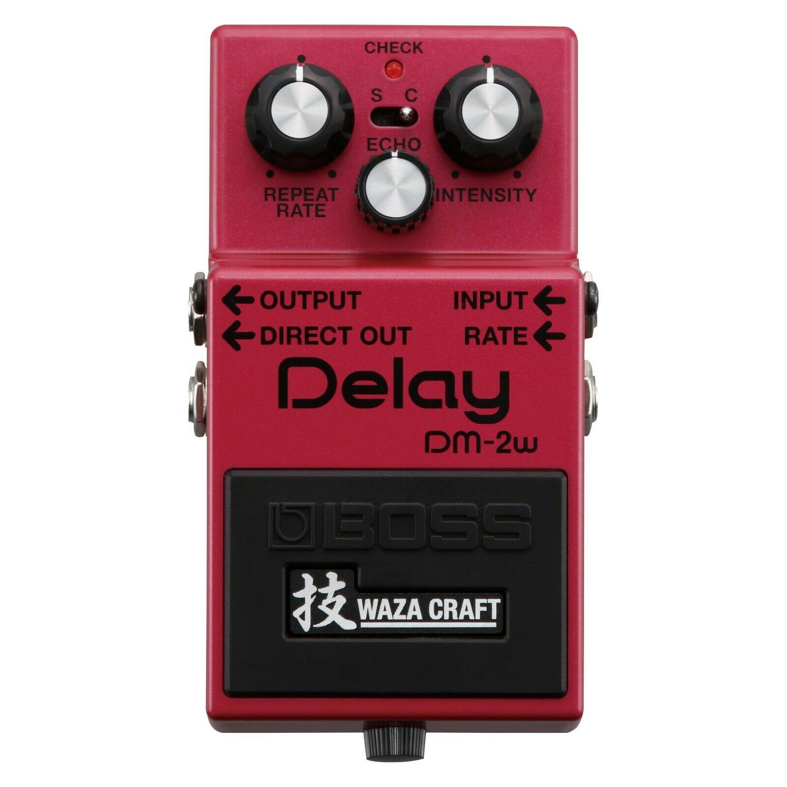 Boss DM-2W Waza Craft delay pedal — top control panel view