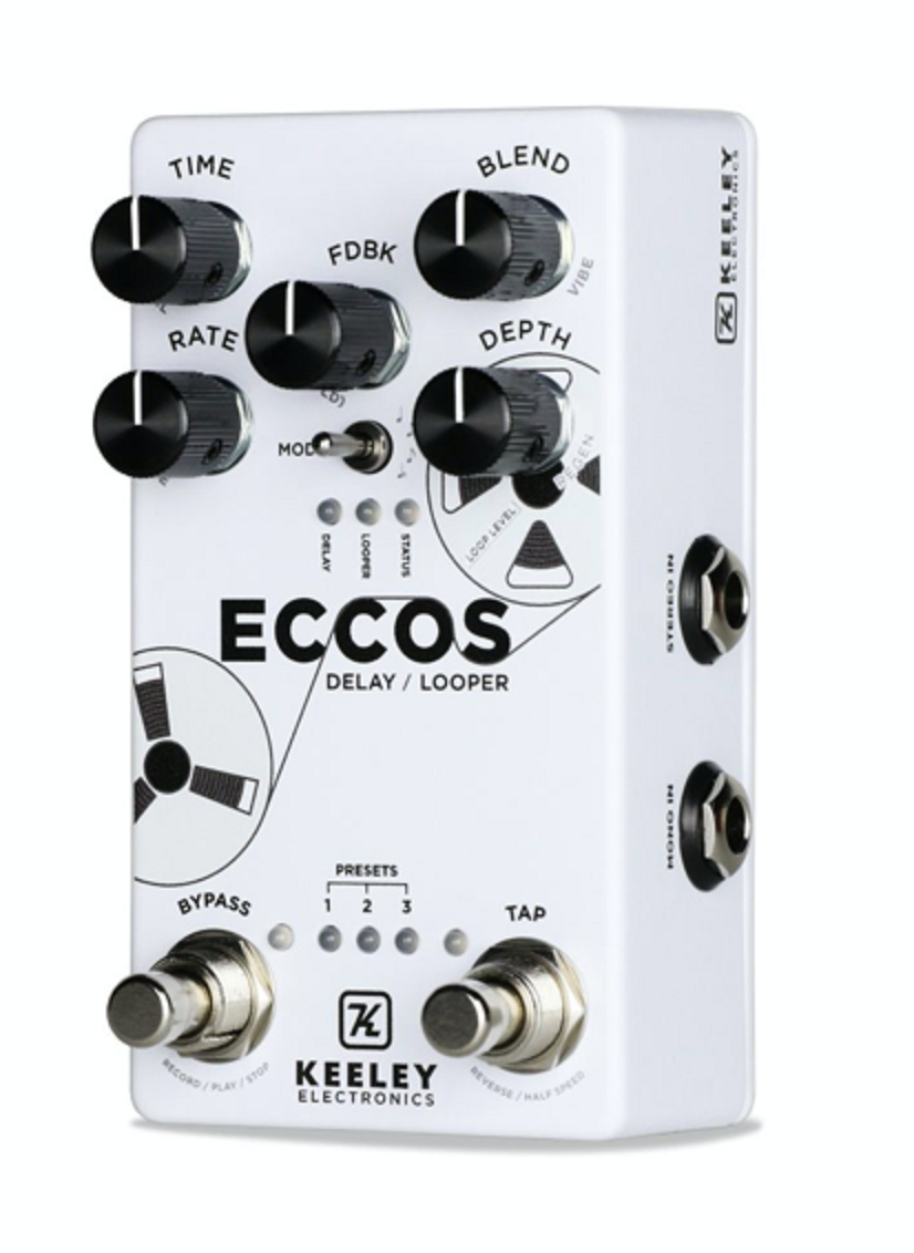 Keeley Eccos delay looper pedal angled view