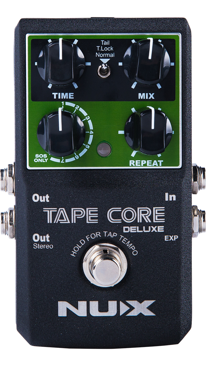 NUX Tape Core Deluxe tape delay pedal - black enclosure, top view