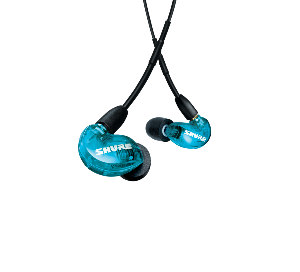 Shure AONIC 215 blue earphones fit kit and carrying case