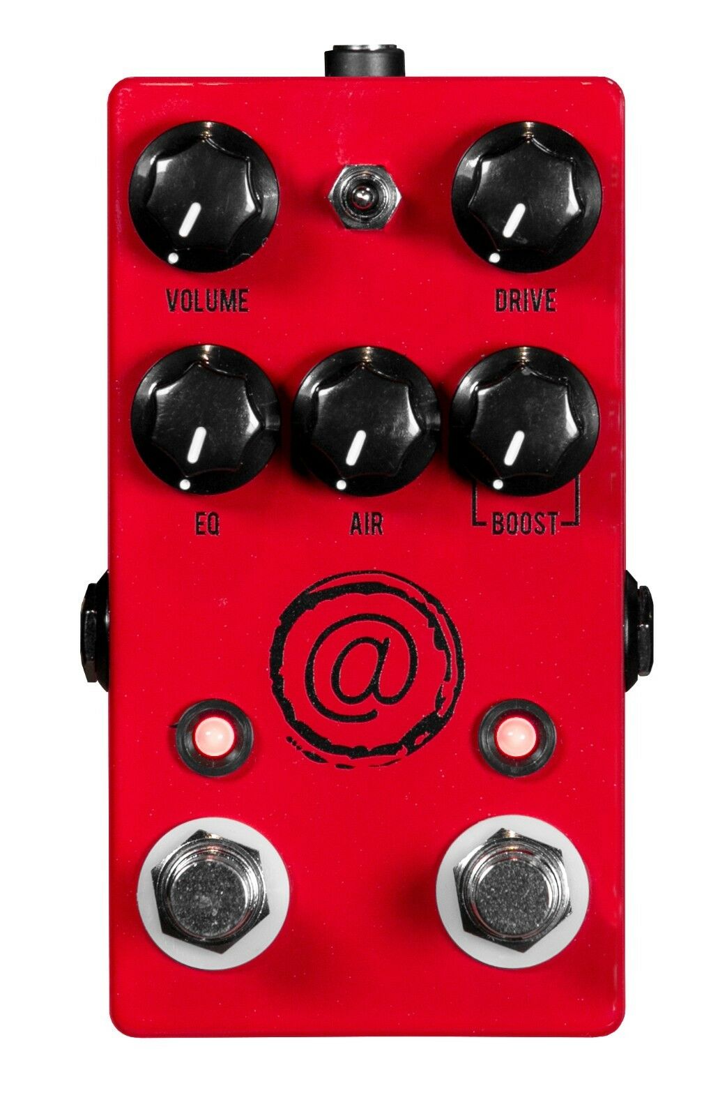 JHS Andy Timmons AT+ overdrive distortion pedal — red enclosure, top control view
