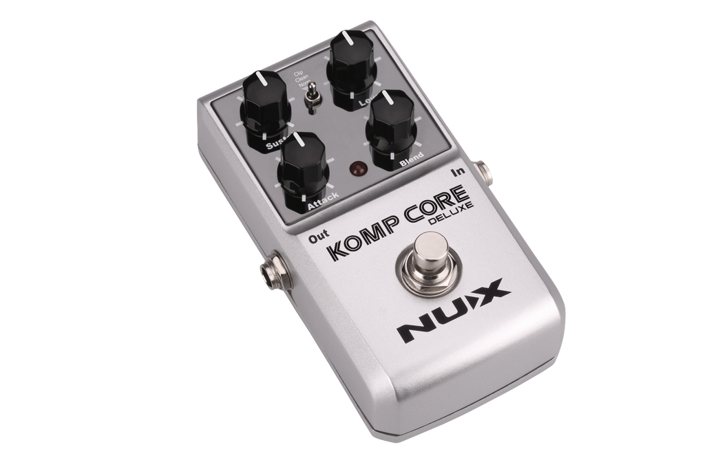 NUX Komp Core Deluxe compressor pedal — side input output jacks