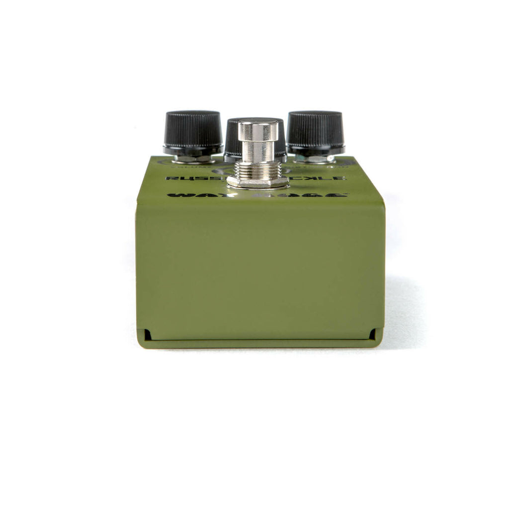 Way Huge Smalls Russian Pickle green mini fuzz pedal angled view