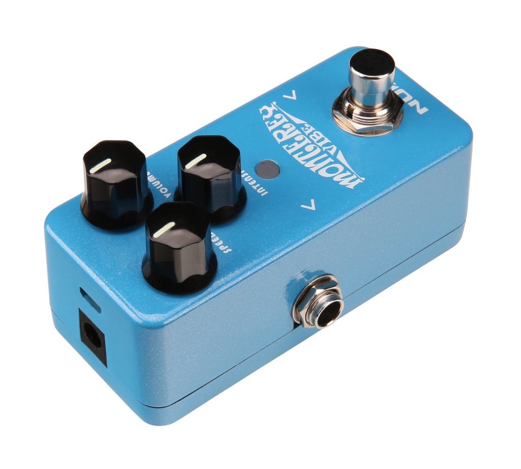NUX Monterey Vibe NCH-1 uni-vibe pedal — detail of footswitch and LED indicator