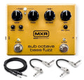 MXR M287 Sub Octave Bass Fuzz pedal in gold with included guitar and patch cables