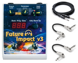 PandaMidi Future Impact v3 Bass/Guitar Synthesizer Pedal with 2 Hosa metal patch cables and a Hosa 10 foot Pro guitar cable