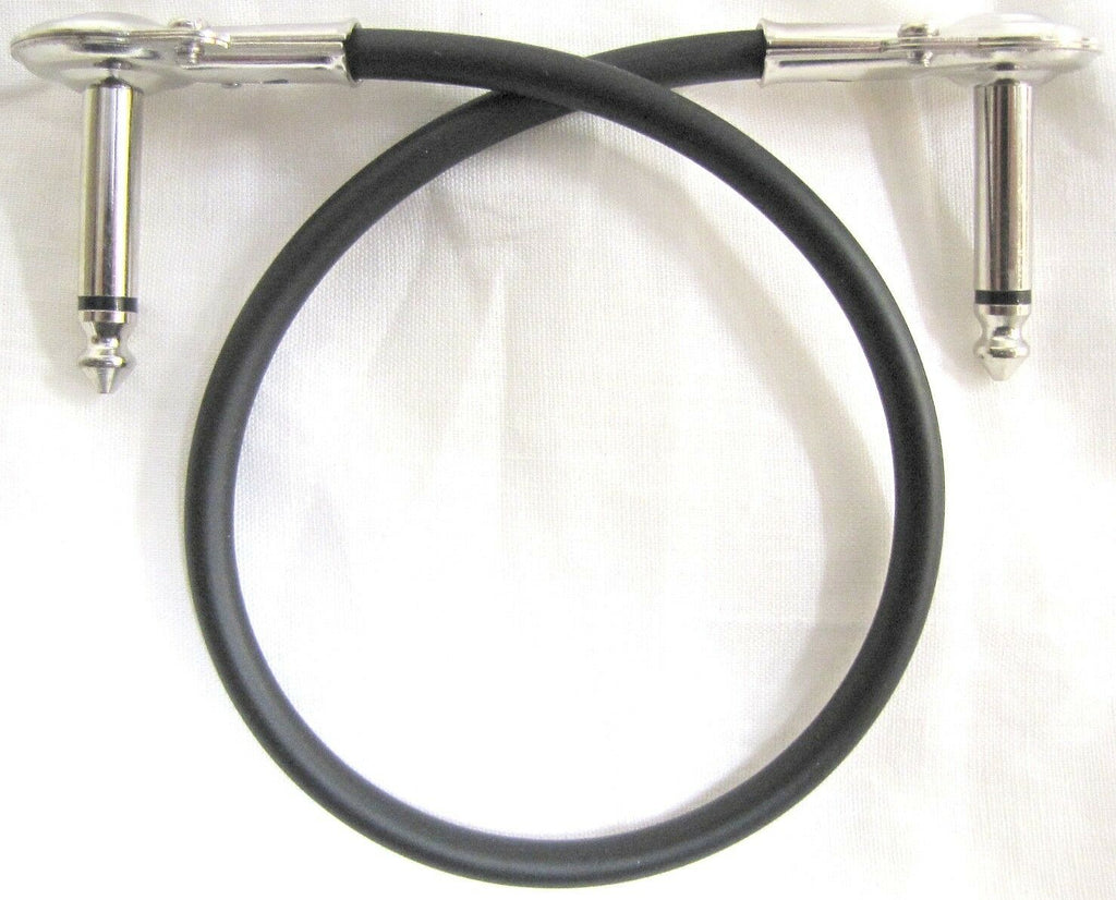 Hosa IRG-101 low-profile right-angle guitar patch cable 1 foot — black OFC cable, silver plugs