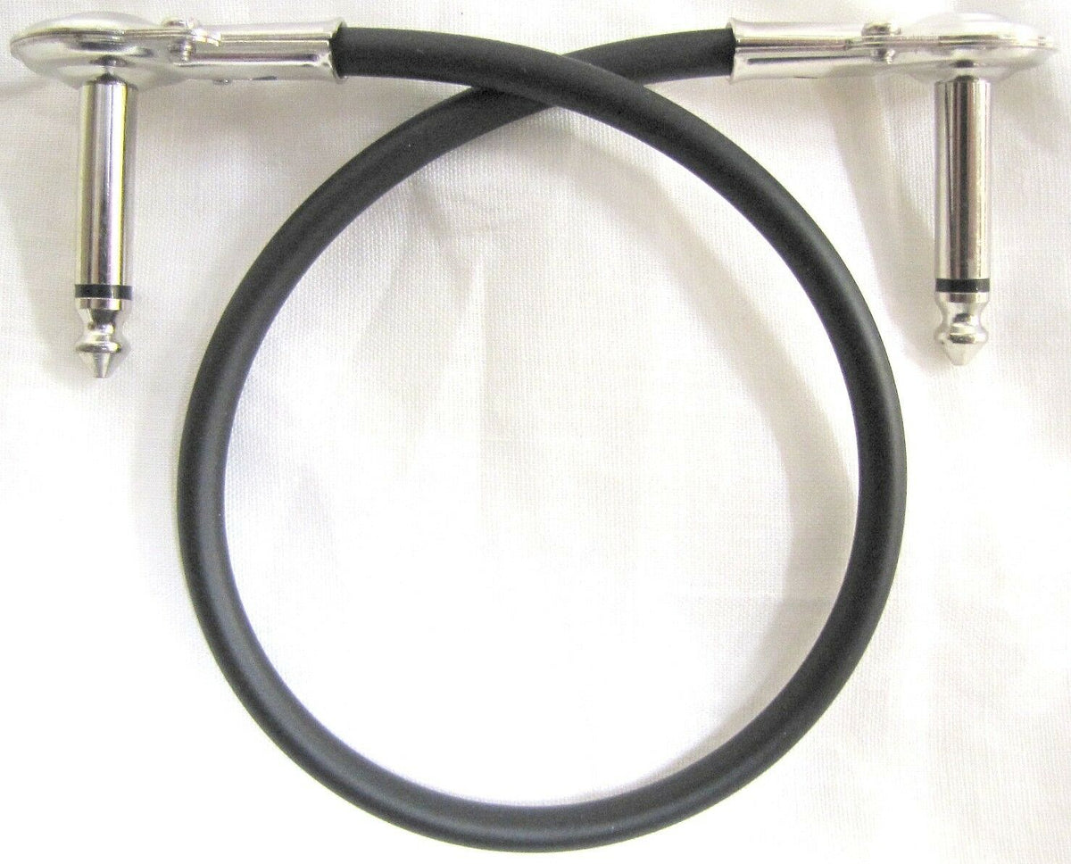 Hosa IRG-101 low-profile right-angle guitar patch cable 1 foot — black OFC cable, silver plugs