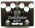 Used Wampler Tom Quayle Dual Fusion V2 overdrive pedal, top view with dual Gain, Volume, Tone knobs