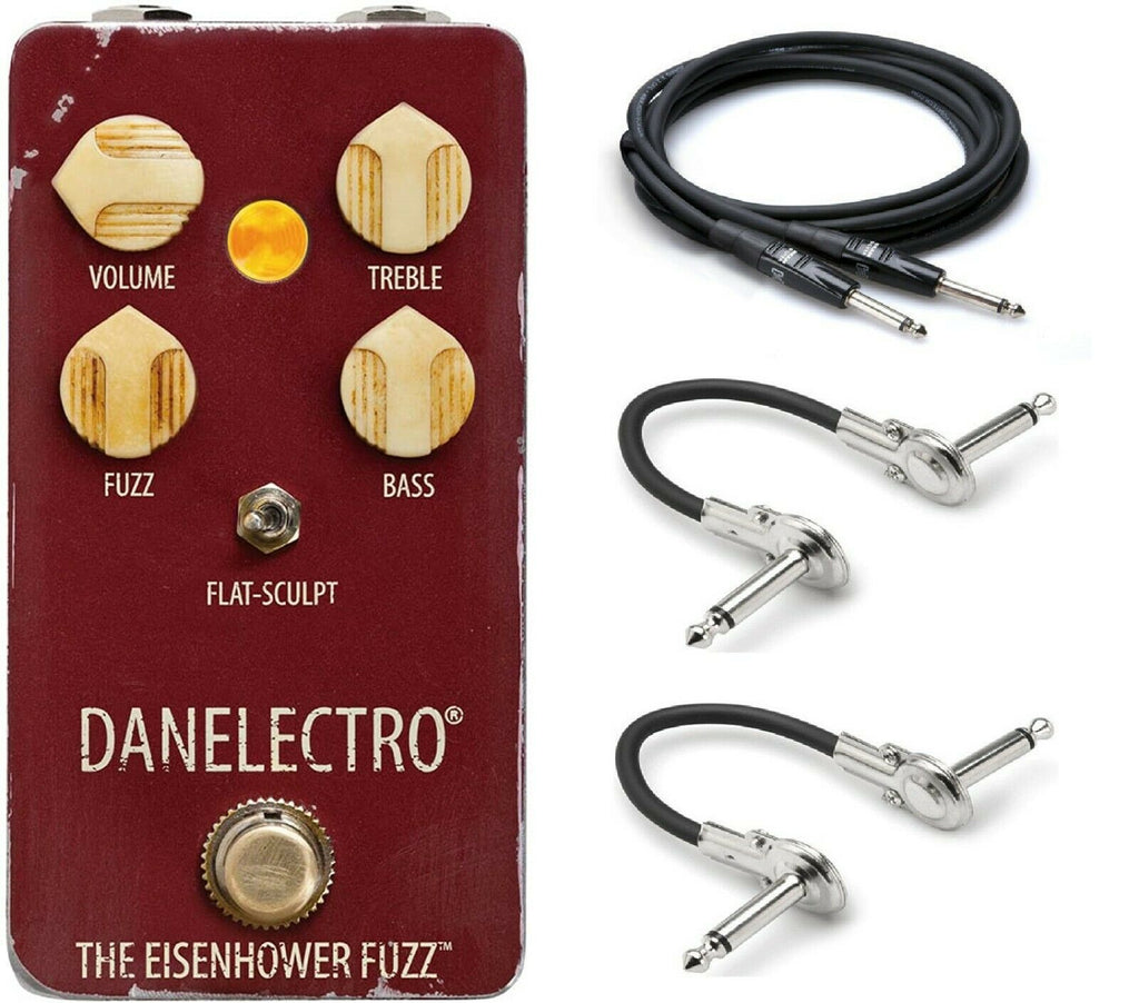 Danelectro Eisenhower Fuzz pedal - red enclosure with included cables