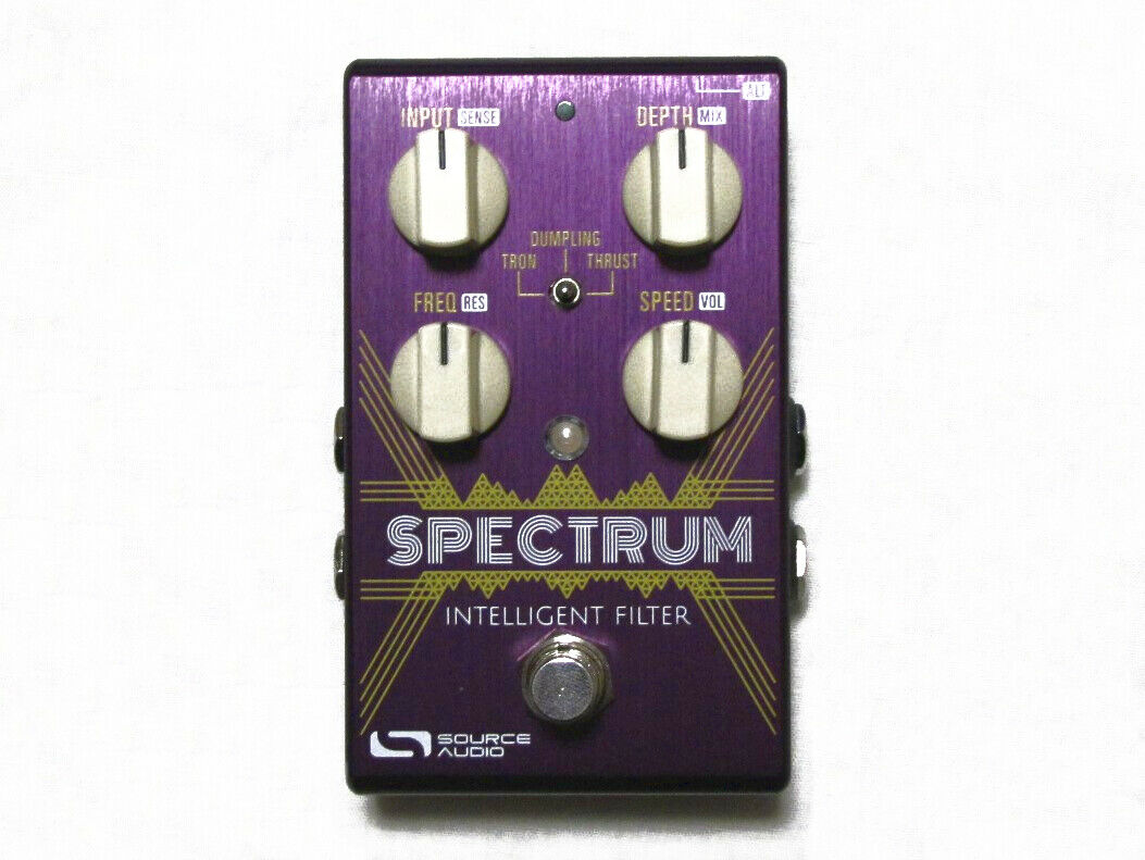 Source Audio SA248 Spectrum Intelligent Filter pedal — purple enclosure with four knobs, front view