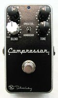 Used Keeley Compressor Plus guitar effects pedal, black, top view with knobs and footswitch
