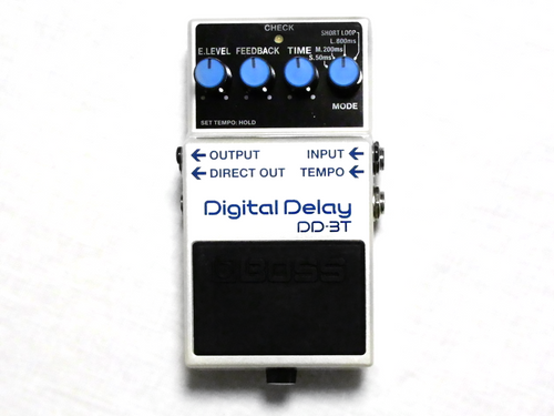 Used Boss DD-3T Digital Delay pedal, white with blue knobs, top view