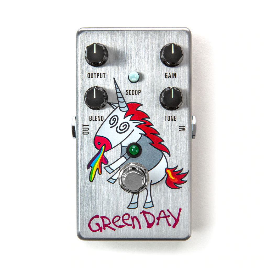MXR DD25V3 Dookie Drive V3 Green Day overdrive pedal, brushed aluminum, top view