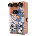 Walrus Audio Kangra Filter Fuzz pedal — peach enclosure with blue mountain art