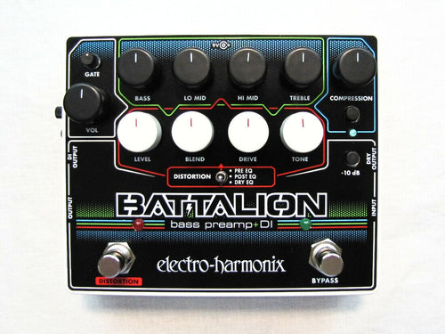Electro-Harmonix Battalion bass preamp DI pedal — black top control panel
