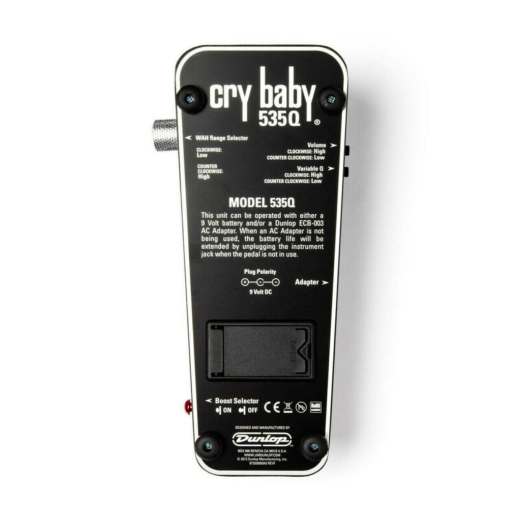 Dunlop 535Q Cry Baby Multi-Wah black wah pedal, detail view