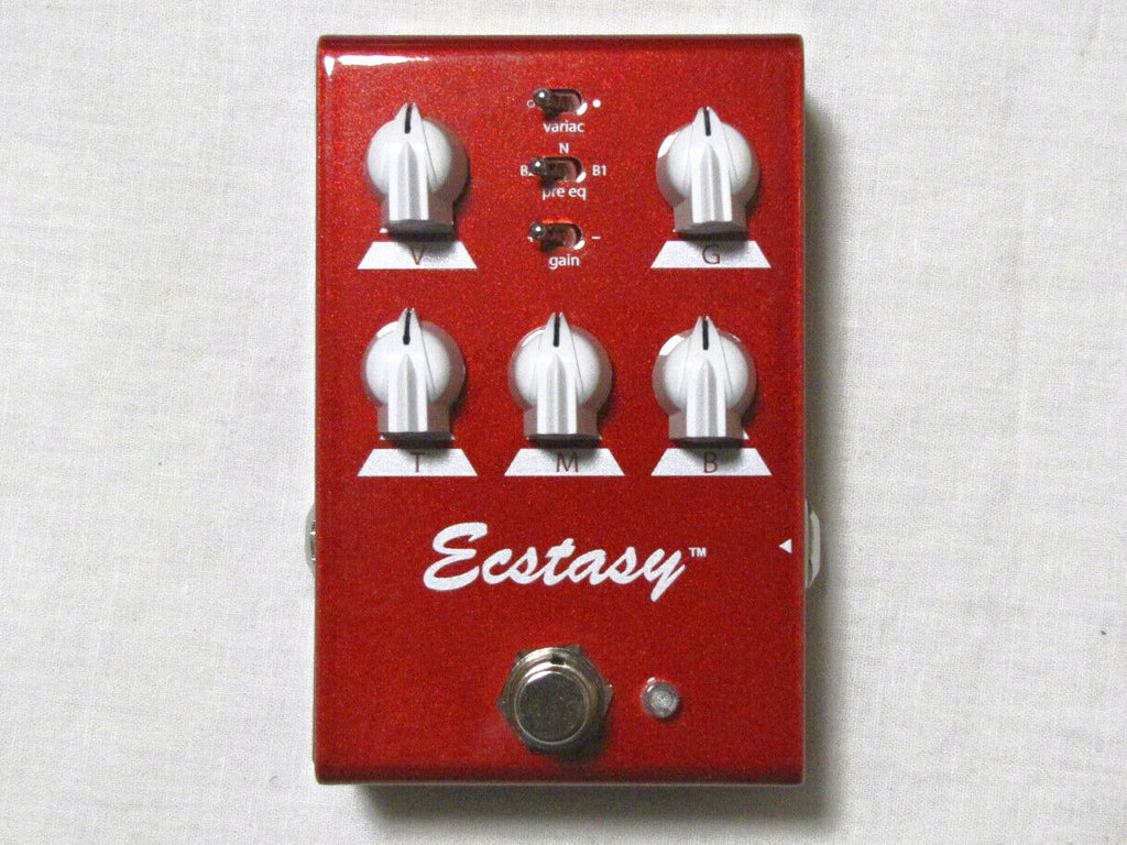 Bogner Ecstasy Red Mini overdrive pedal - red enclosure top with knobs and toggles