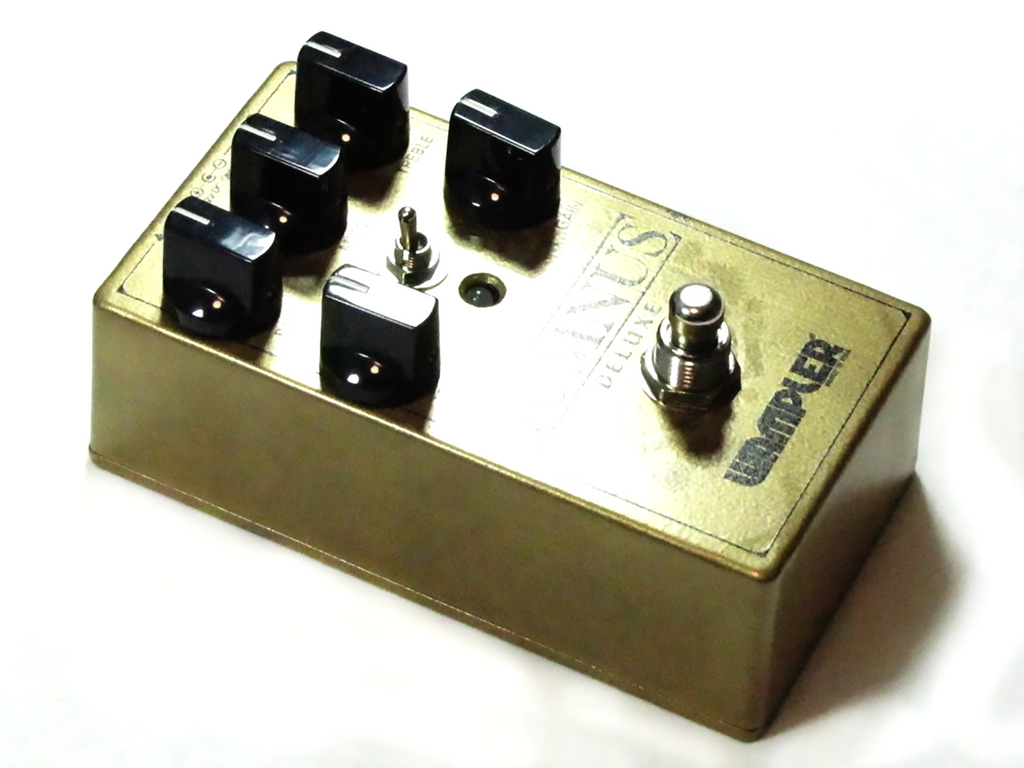 Wampler Tumnus Deluxe overdrive pedal — EQ controls close-up
