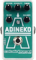 Catalinbread Adineko Oil Can Delay green guitar effects pedal, front view with five control knobs