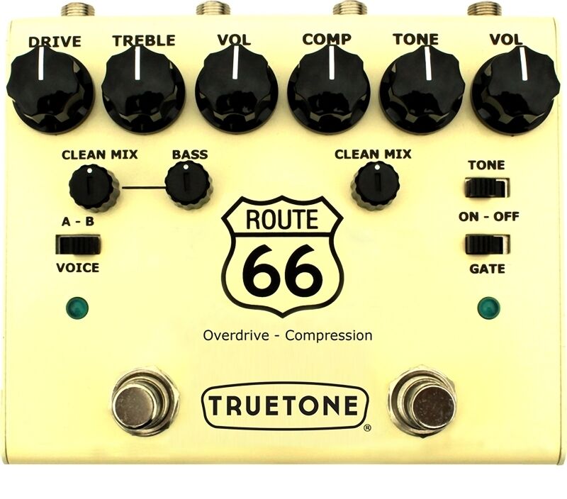 Truetone V3 Route 66 overdrive compression pedal angled view