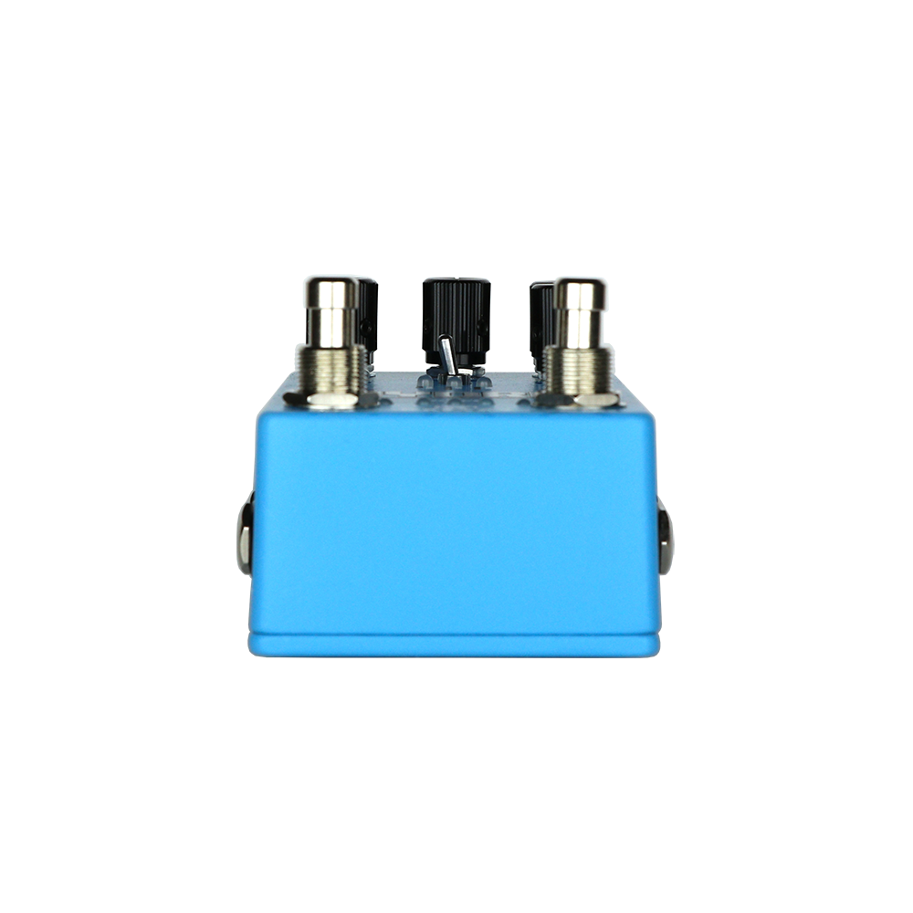 Keeley Hydra reverb tremolo pedal — controls detail showing Rate, Swell, Depth, Mixer knobs