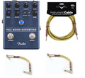 Fender Full Moon Distortion guitar pedal in blue with included cables