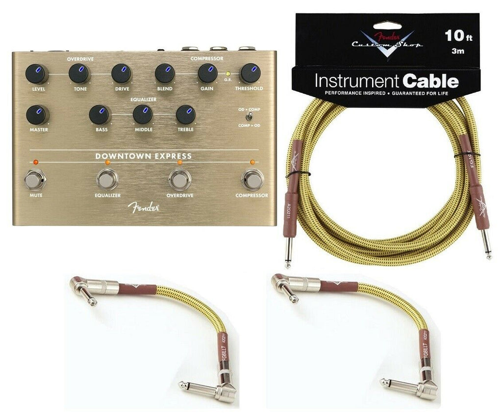 Fender Downtown Express bass multi-effect pedal — gold enclosure front