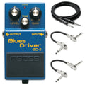 Boss BD-2 Blues Driver blue overdrive pedal with included Hosa cables