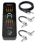 D'Addario Pedal Tuner Plus CT-23 — black chromatic tuner pedal with cables