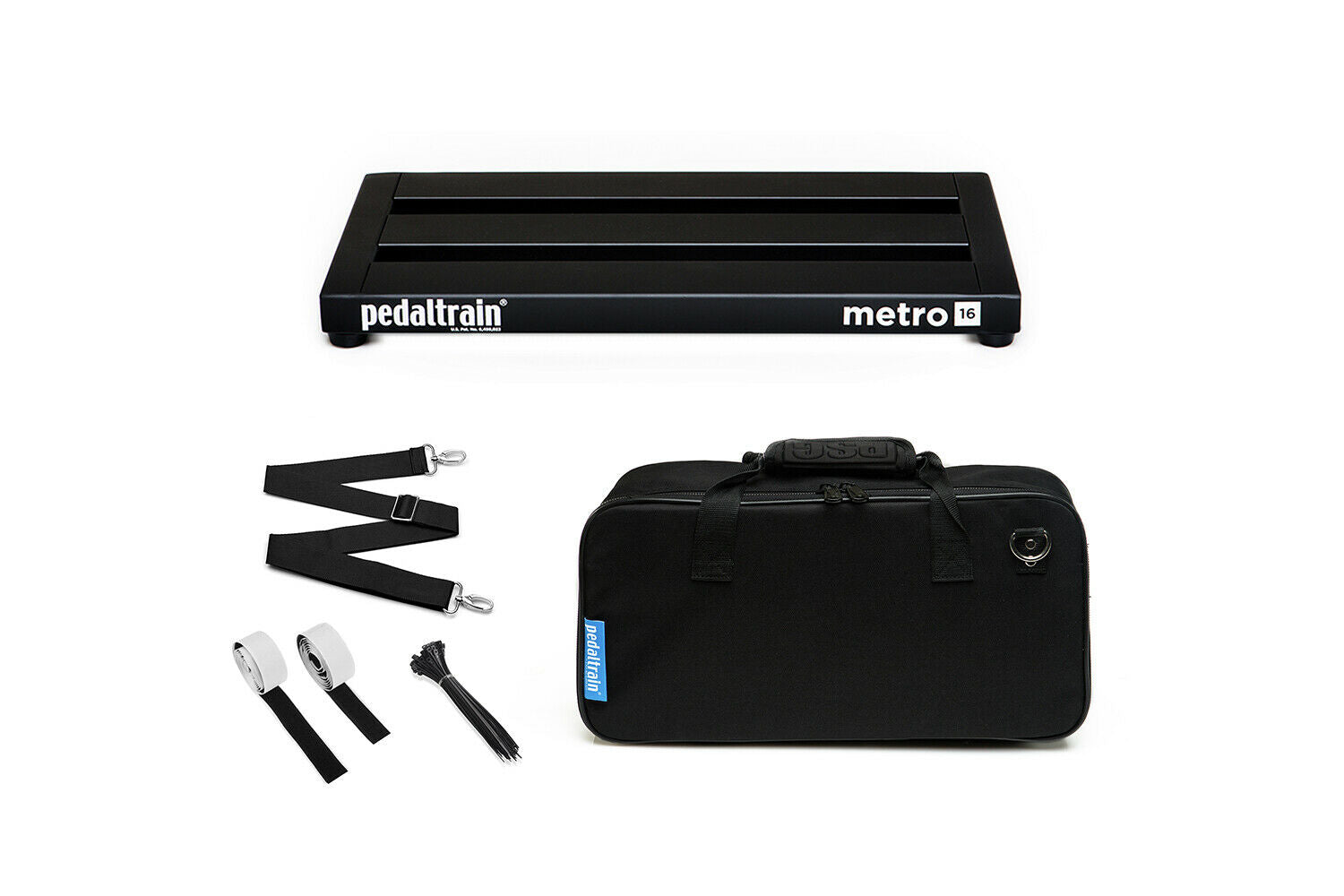 Pedaltrain Metro 16 pedalboard — black board top view