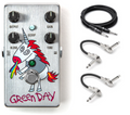 MXR DD25V3 Dookie Drive V3 silver overdrive pedal with unicorn art and included Hosa cables