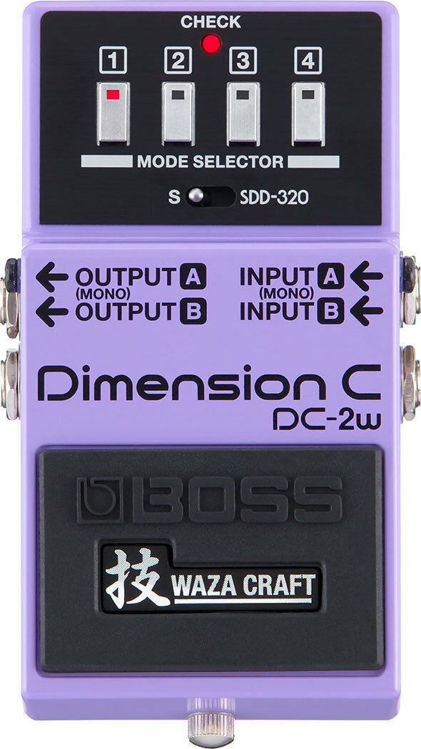 Boss DC-2W Dimension C pedal — side input/output jacks