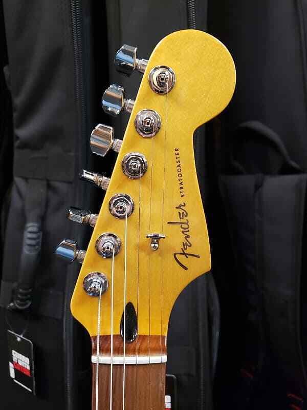 Fender Player Plus Stratocaster electric guitar — headstock with locking tuners