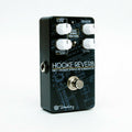 Keeley Hooke Spring Reverb pedal — black enclosure with blueprint graphics, angled view