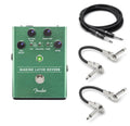 Fender Marine Layer Reverb guitar pedal, green anodized aluminum enclosure, with Hosa cable bundle, Hall Room Shimmer reverb types